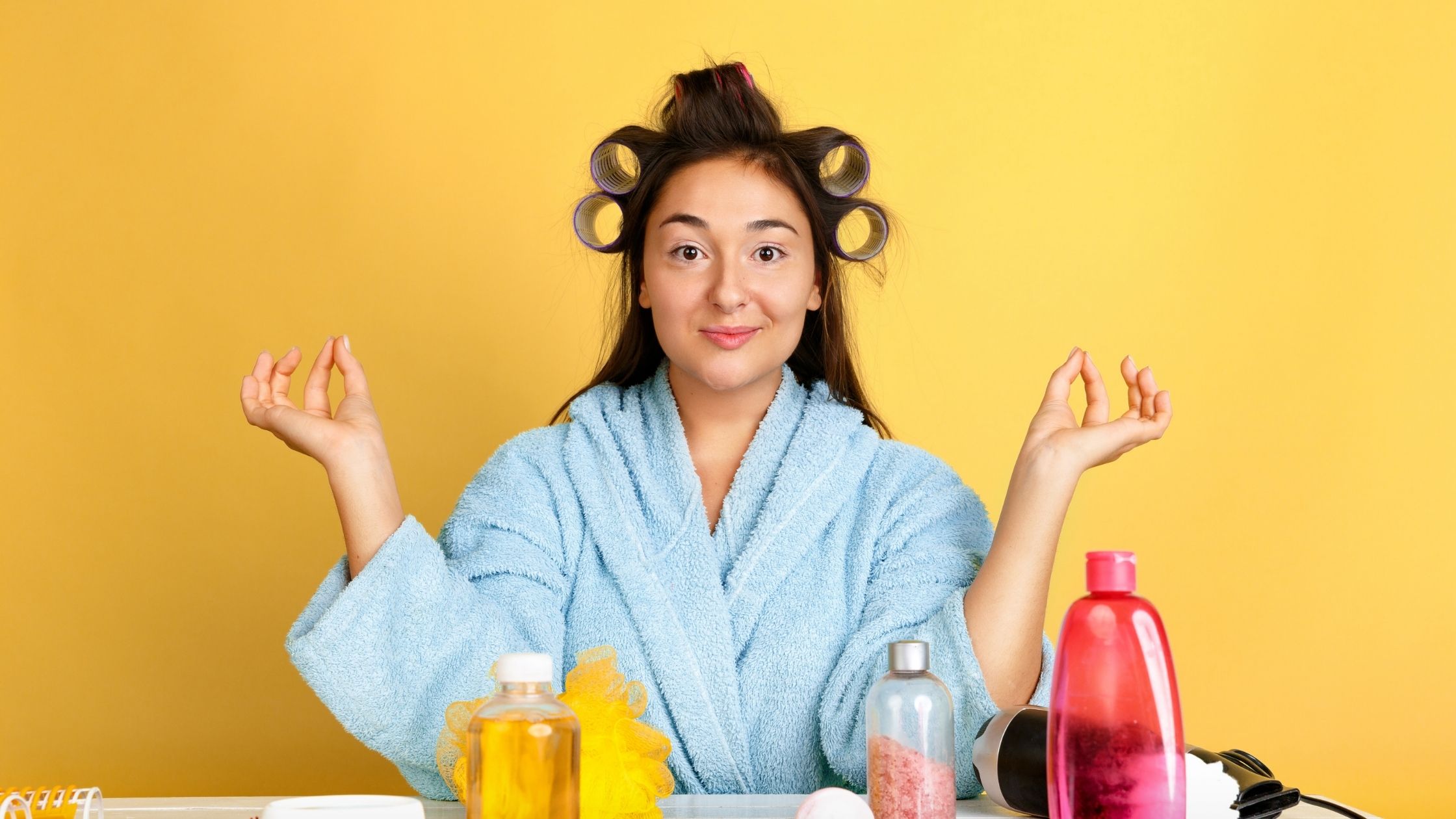 Lady doing hair care