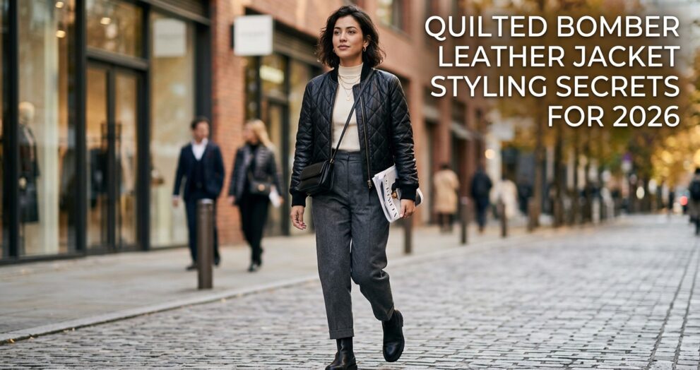 Quilted Bomber Leather Jacket