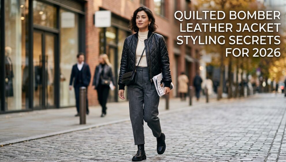 Quilted Bomber Leather Jacket