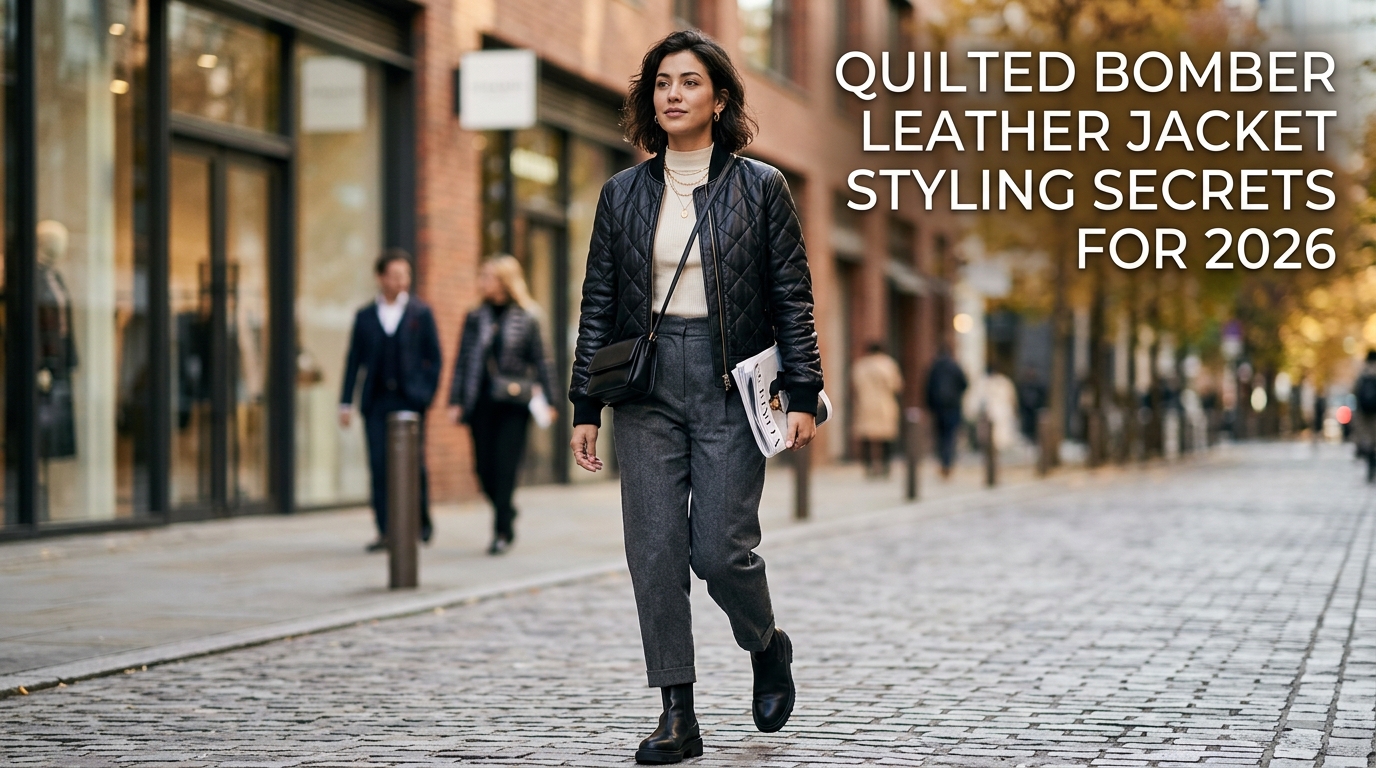 Quilted Bomber Leather Jacket
